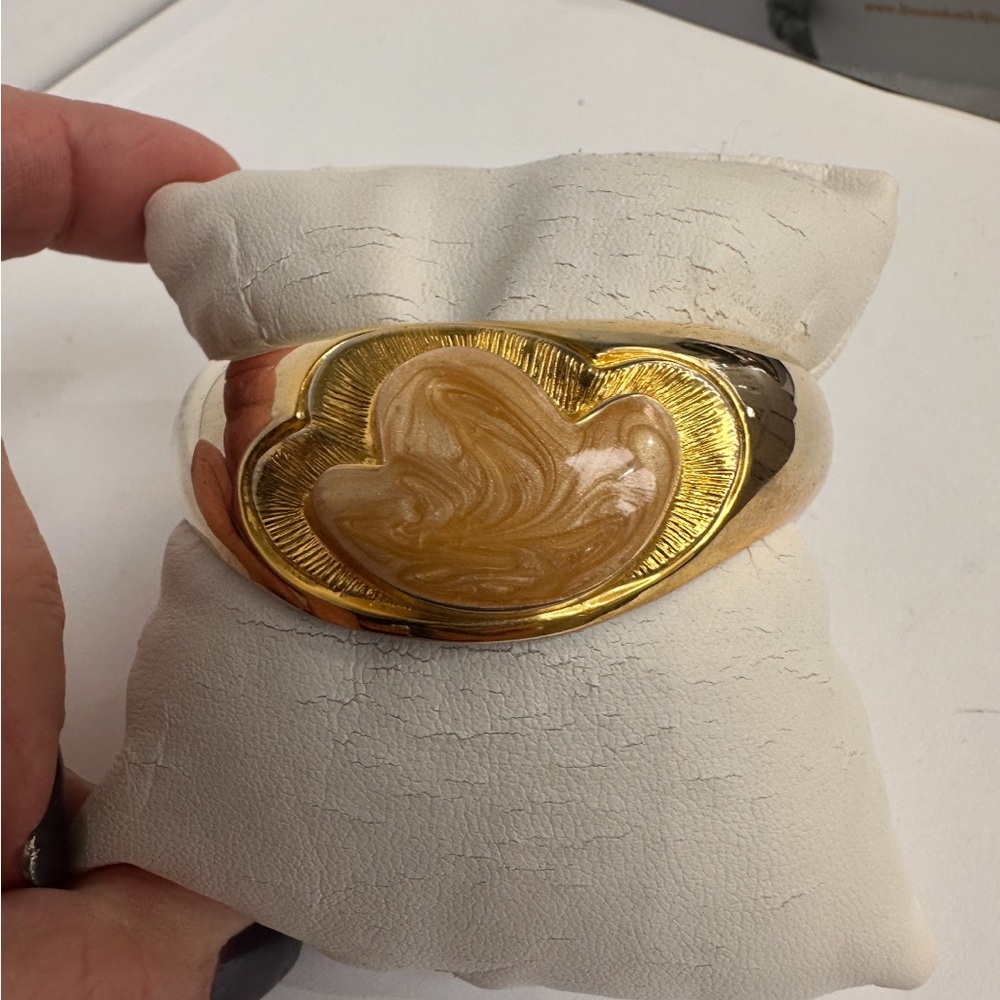 Gold and Cream Bangle Bracelet